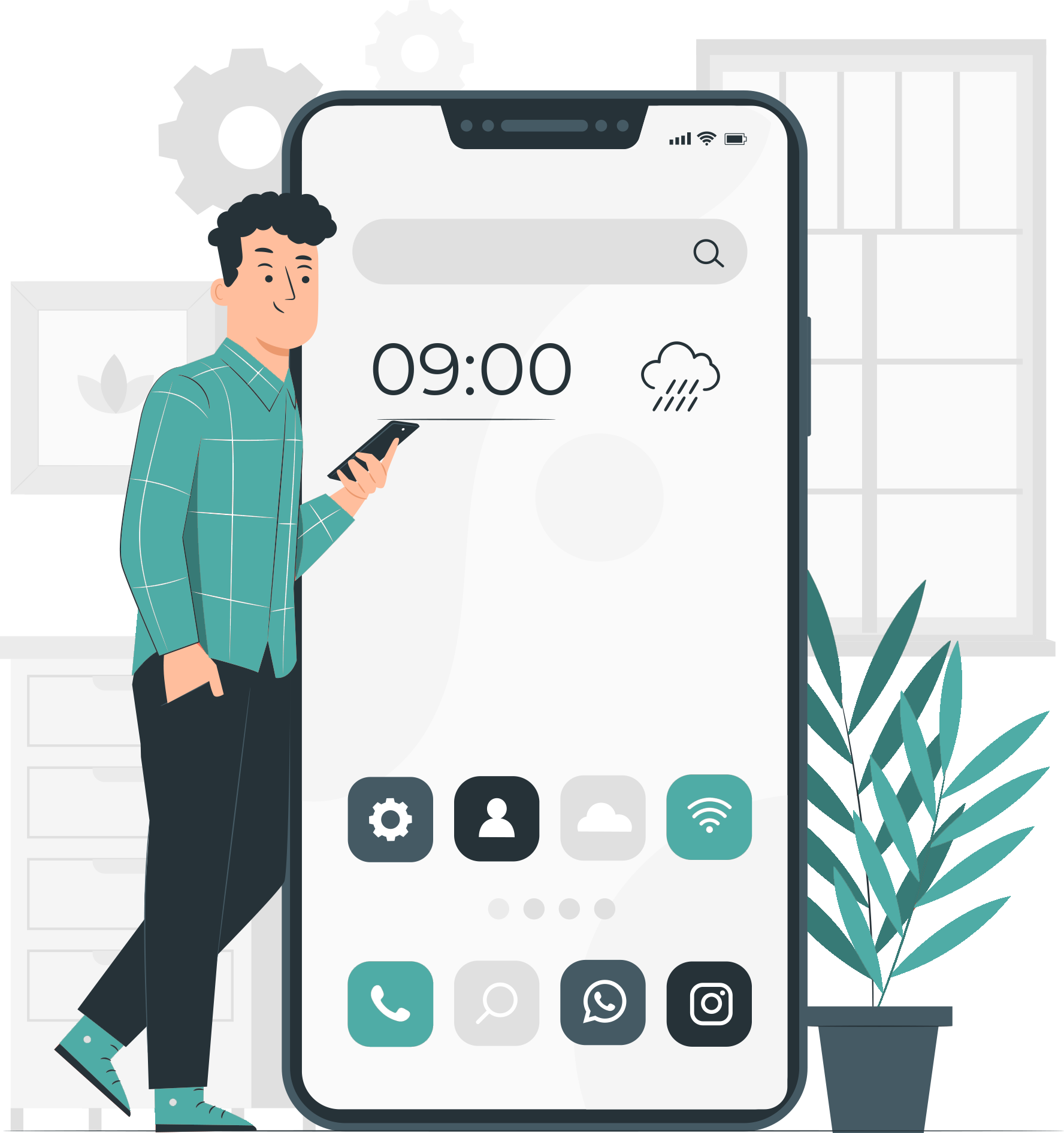 Mobile phone contain Myslots Scheduling App