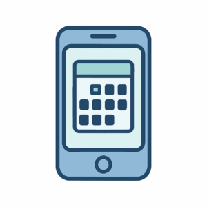 Smartphone icon displaying a calendar, representing mobile appointment scheduling.